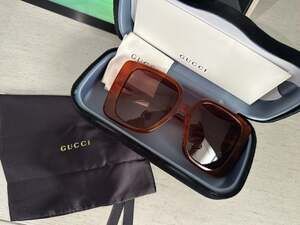 Original Gucci Women's Oversized Square Tortoise Shell Sunglasses
